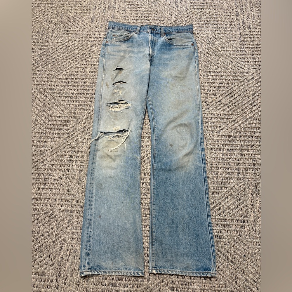 Vintage Thrashed 1970s Levi’s 517 Bootcut Denim Jeans size 32x32